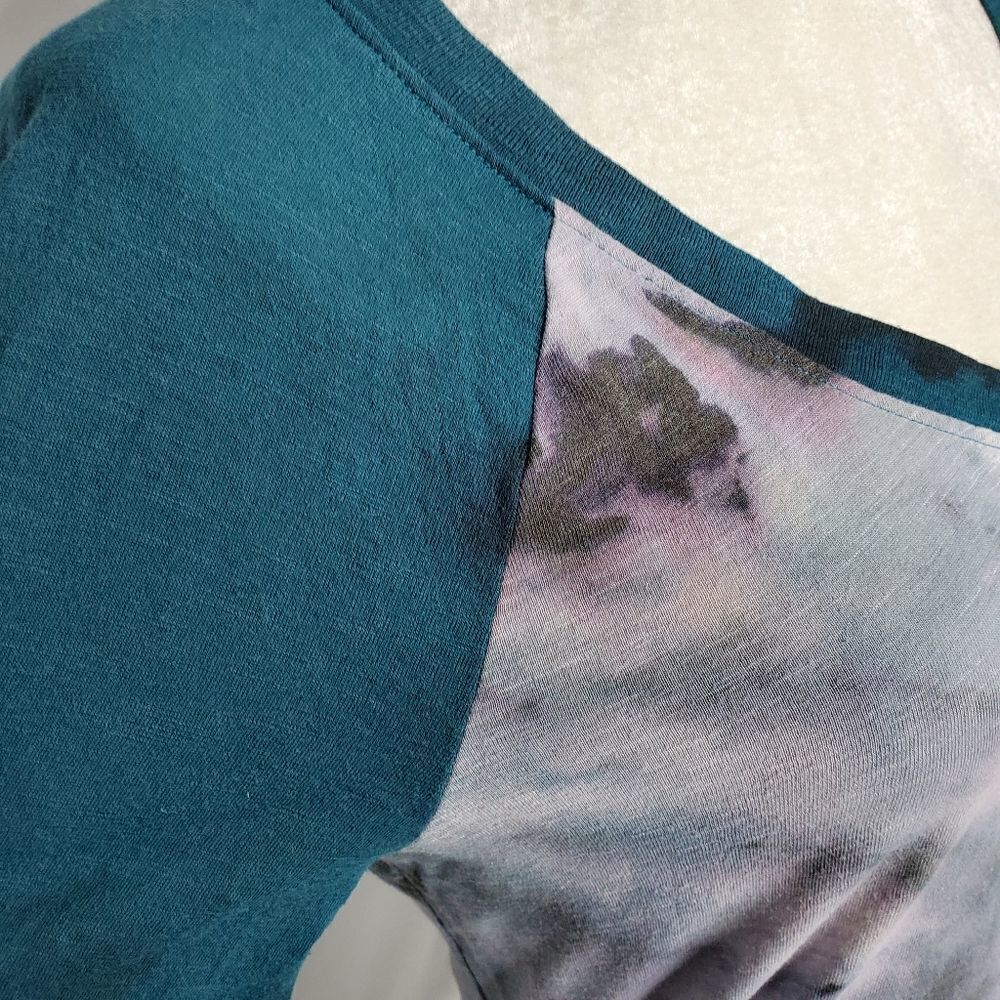 VS PINK t-shirt custom gray‎ tie dye v-neck baseball tee M - Picture 3 of 9
